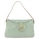FENDI Zucchino Mamma Baguette Shoulder Bag PVC Mint Green Gold Tone Auth BA16812-2