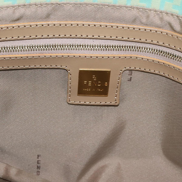 FENDI Zucchino Mamma Baguette Shoulder Bag PVC Mint Green Gold Tone Auth BA16812