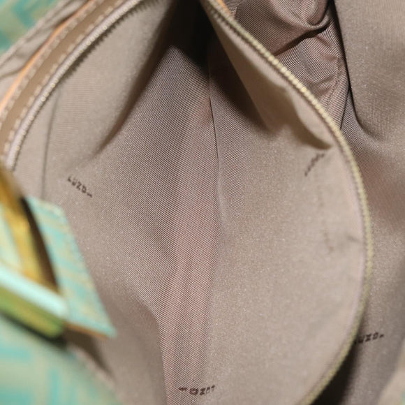FENDI Zucchino Mamma Baguette Shoulder Bag PVC Mint Green Gold Tone Auth BA16812