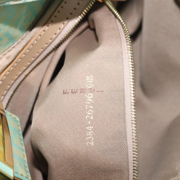 FENDI Zucchino Mamma Baguette Shoulder Bag PVC Mint Green Gold Tone Auth BA16812