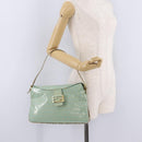 FENDI Zucchino Mamma Baguette Shoulder Bag PVC Mint Green Gold Tone Auth BA16812-27