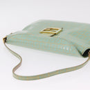 FENDI Zucchino Mamma Baguette Shoulder Bag PVC Mint Green Gold Tone Auth BA16812-6