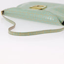 FENDI Zucchino Mamma Baguette Shoulder Bag PVC Mint Green Gold Tone Auth BA16812-7