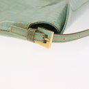 FENDI Zucchino Mamma Baguette Shoulder Bag PVC Mint Green Gold Tone Auth BA16812-9