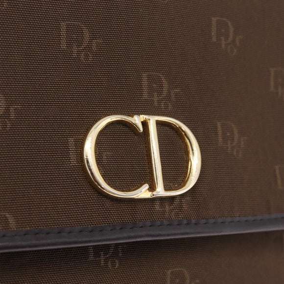 Christian Dior Honeycomb Shoulder Bag Canvas Brown Gold Tone Auth BA16813