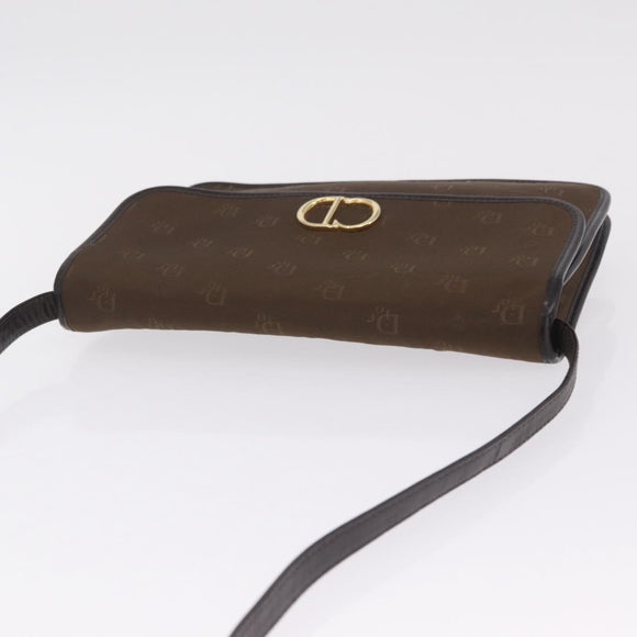 Christian Dior Honeycomb Shoulder Bag Canvas Brown Gold Tone Auth BA16813