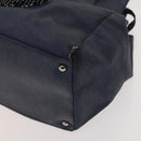 CHANEL COCO Mark Tote Bag Coated Canvas Blue CC Auth BA1682-9