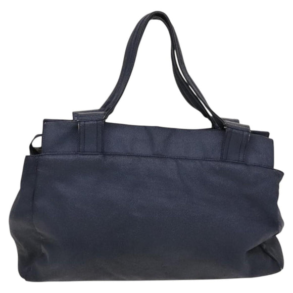 CHANEL COCO Mark Tote Bag Coated Canvas Blue CC Auth BA1682