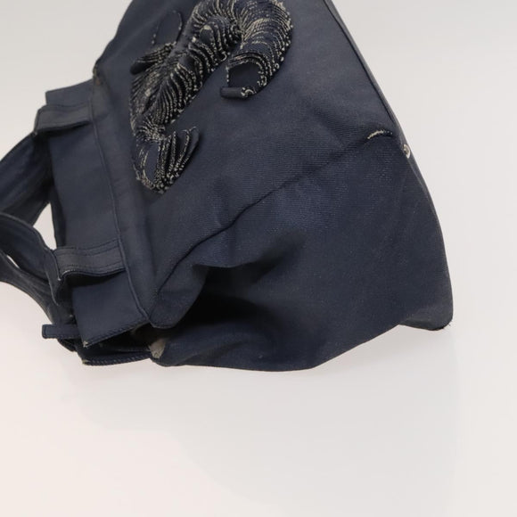 CHANEL COCO Mark Tote Bag Coated Canvas Blue CC Auth BA1682