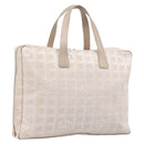 CHANEL New Travel Line Hand Bag Canvas Beige Silver CC Auth BA16834-1
