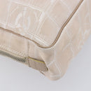 CHANEL New Travel Line Hand Bag Canvas Beige Silver CC Auth BA16834-14