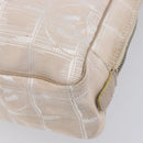 CHANEL New Travel Line Hand Bag Canvas Beige Silver CC Auth BA16834-15