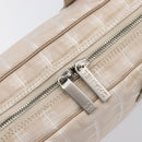 CHANEL New Travel Line Hand Bag Canvas Beige Silver CC Auth BA16834-19