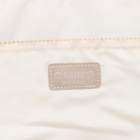CHANEL New Travel Line Hand Bag Canvas Beige Silver CC Auth BA16834