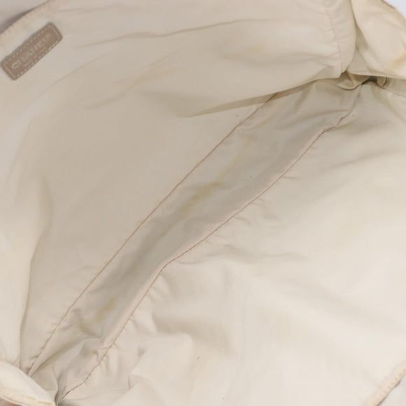 CHANEL New Travel Line Hand Bag Canvas Beige Silver CC Auth BA16834