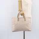 CHANEL New Travel Line Hand Bag Canvas Beige Silver CC Auth BA16834-29