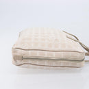 CHANEL New Travel Line Hand Bag Canvas Beige Silver CC Auth BA16834-5