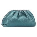 Bottega Veneta The Pouch Clutch Bag Leather Emerald Green Auth BA16836A-1