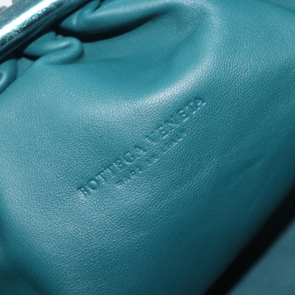 Bottega Veneta The Pouch Clutch Bag Leather Emerald Green Auth BA16836A