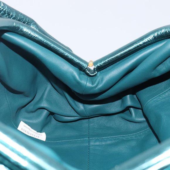 Bottega Veneta The Pouch Clutch Bag Leather Emerald Green Auth BA16836A