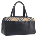 BURBERRY Hand Bag Leather Black Silver Auth BA16837-1