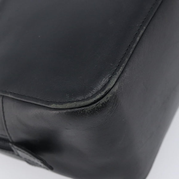 BURBERRY Hand Bag Leather Black Silver Auth BA16837