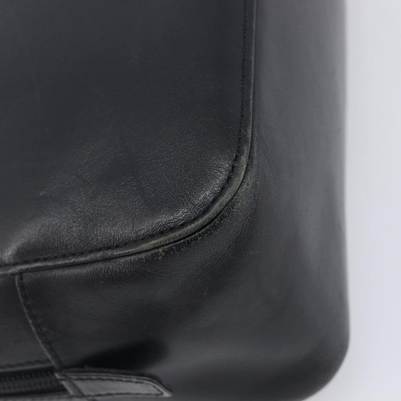 BURBERRY Hand Bag Leather Black Silver Auth BA16837