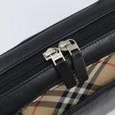 BURBERRY Hand Bag Leather Black Silver Auth BA16837-14