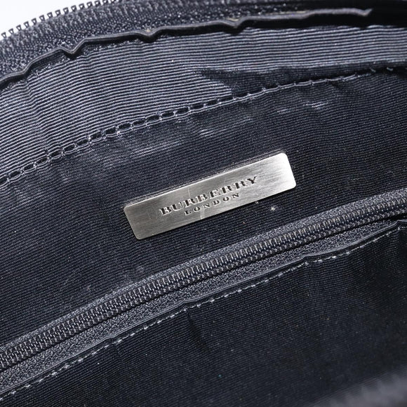 BURBERRY Hand Bag Leather Black Silver Auth BA16837