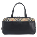 BURBERRY Hand Bag Leather Black Silver Auth BA16837-2