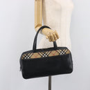 BURBERRY Hand Bag Leather Black Silver Auth BA16837-26
