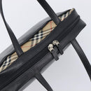 BURBERRY Hand Bag Leather Black Silver Auth BA16837-6