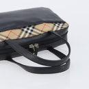 BURBERRY Hand Bag Leather Black Silver Auth BA16837-7