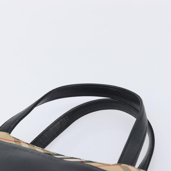 BURBERRY Hand Bag Leather Black Silver Auth BA16837