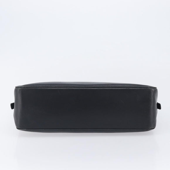 BURBERRY Hand Bag Leather Black Silver Auth BA16837