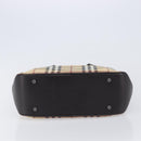 BURBERRY Nova Check Hand Bag PVC Leather Beige Silver Auth BA16839-11