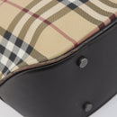 BURBERRY Nova Check Hand Bag PVC Leather Beige Silver Auth BA16839-13