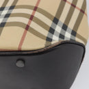 BURBERRY Nova Check Hand Bag PVC Leather Beige Silver Auth BA16839-14