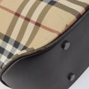 BURBERRY Nova Check Hand Bag PVC Leather Beige Silver Auth BA16839-15