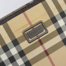 BURBERRY Nova Check Hand Bag PVC Leather Beige Silver Auth BA16839-17