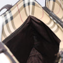 BURBERRY Nova Check Hand Bag PVC Leather Beige Silver Auth BA16839-20