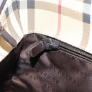 BURBERRY Nova Check Hand Bag PVC Leather Beige Silver Auth BA16839-22