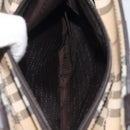 BURBERRY Nova Check Hand Bag PVC Leather Beige Silver Auth BA16839-25