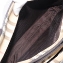 BURBERRY Nova Check Hand Bag PVC Leather Beige Silver Auth BA16839-26