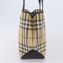 BURBERRY Nova Check Hand Bag PVC Leather Beige Silver Auth BA16839-7