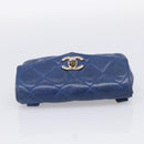 CHANEL Matelasse Waist Bag Lamb Skin Blue Gold Tone CC Auth BA16842-6