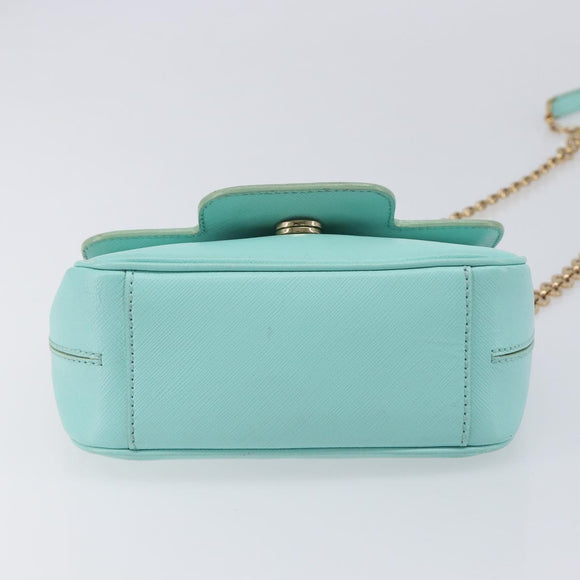Salvatore Ferragamo Gancini Chain Shoulder Bag Leather Light Blue Auth BA16843A
