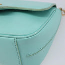 Salvatore Ferragamo Gancini Chain Shoulder Bag Leather Light Blue Auth BA16843A-11
