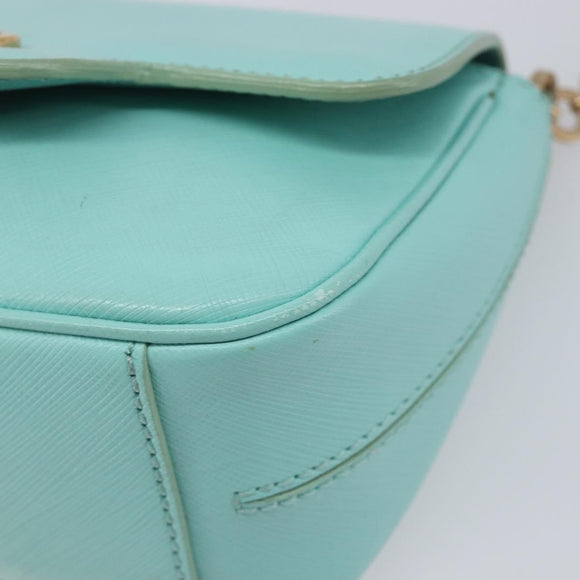 Salvatore Ferragamo Gancini Chain Shoulder Bag Leather Light Blue Auth BA16843A