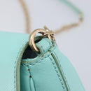 Salvatore Ferragamo Gancini Chain Shoulder Bag Leather Light Blue Auth BA16843A-16